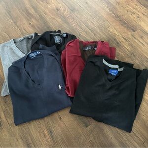 Men’s lot of V-Neck Sweaters (5) / CK, Chaps, Polo, Apt 9, Hart Schaffner Marx